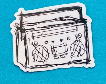 Hand Drawn Style Boom Box sticker