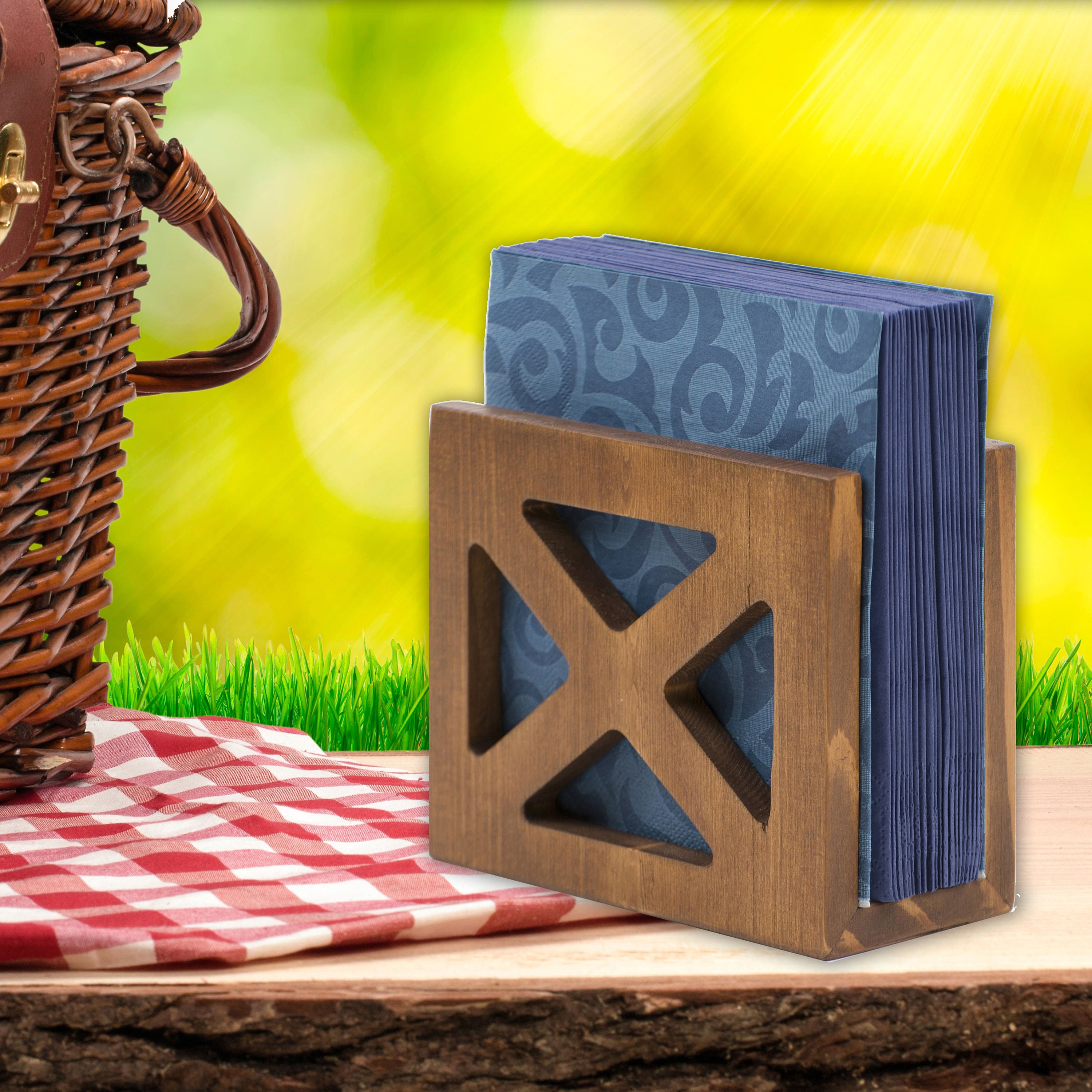 NIKOC Rustic Brown Napkin Holder Solid Wood for Kitchen Table Etsy