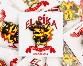 Anime Pika Pin, Parody, Cute Hard Enamel Pin, Mexico Gift, Latino Pride, Mexican Culture, Chicano, Kawaii, Gift for Boyfriend, Hispanic