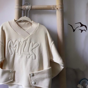 Sweatshirt Fleece Jumper , warm, cosy , stylish , not copied from anyone , unique handmade
