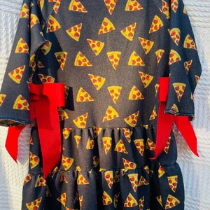 Unique, handmade pizza print girls Dress for any occasion