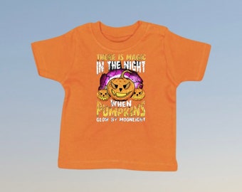 Cute  Halloween baby top’s glows in dark , light reflective add any name
