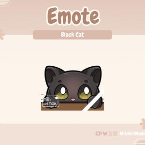 Black Cat Lurk | Cute Cat Emote Premade for Twitch and Discord - Digital Download | Cute Cats, Twitch Assets