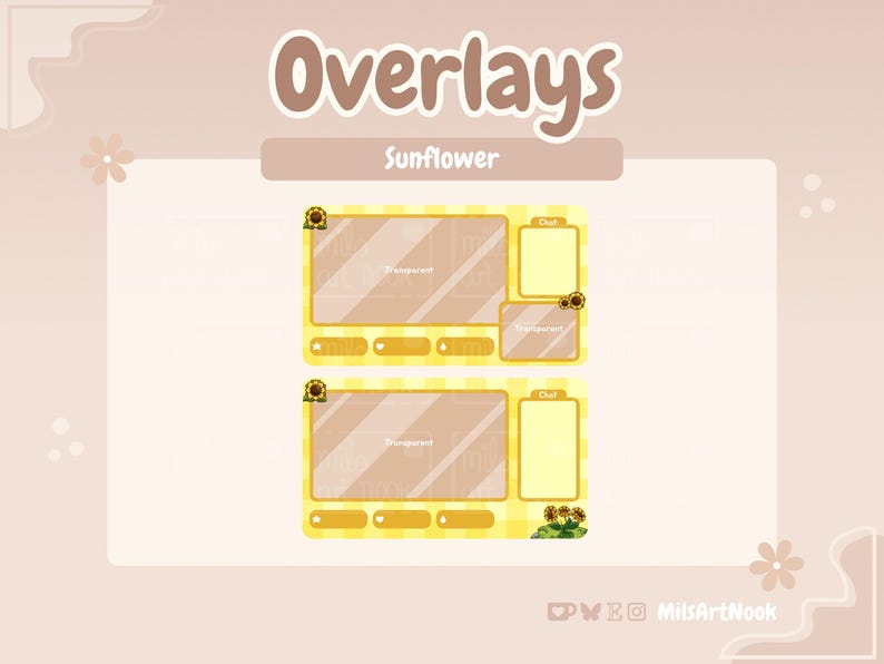 Sunflower Stream Package | Overlays, Panels, Alerts, Channel Point ...