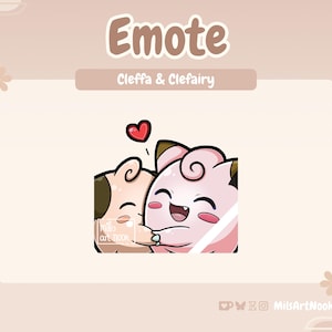 Pokemon Hug Emote Cleffa & Clefairy | Cute Pokemon Emote Premade for Twitch and Discord - Digital Download