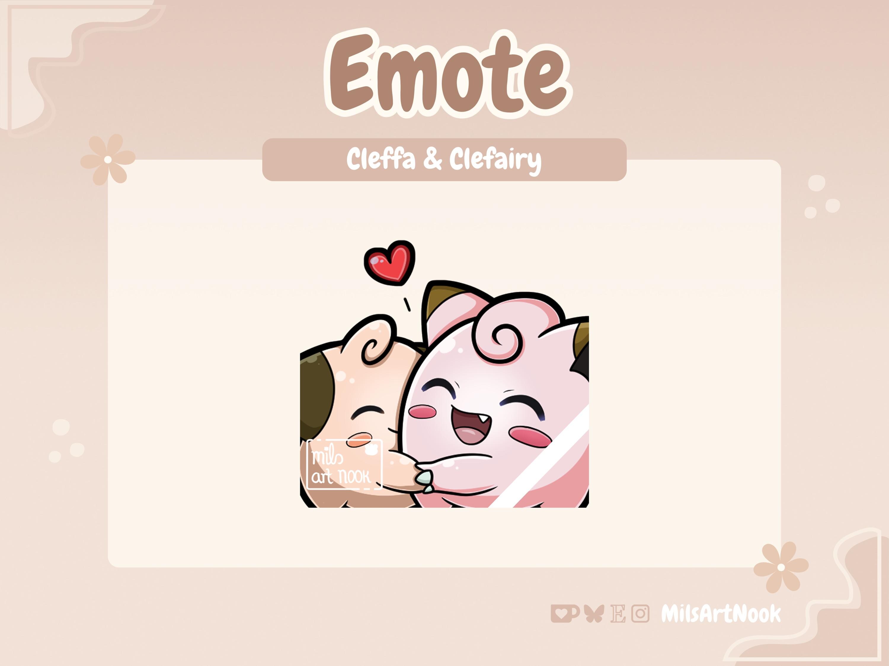 Pokemon Hug Emote Cleffa & Clefairy | Cute Pokemon Emote Premade for Twitch and Discord - Digital Download