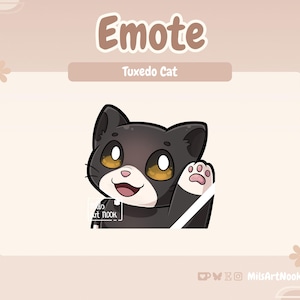 Tuxedo Cat Wave | Cute Cat Emote Premade for Twitch and Discord - Digital Download | Cute Cats, Twitch Assets