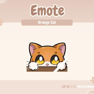 Orange Cat Lurk | Cute Cat Emote Premade for Twitch and Discord - Digital Download | Cute Cats, Twitch Assets