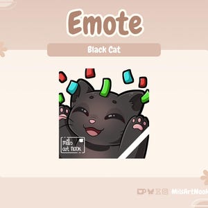 Black Cat Hype Confetti | Cute Cat Emote Premade for Twitch and Discord - Digital Download | Cute Cats, Twitch Assets