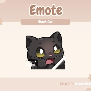 Black Cat Shocked | Cute Cat Emote Premade for Twitch and Discord - Digital Download | Cute Cats, Twitch Assets
