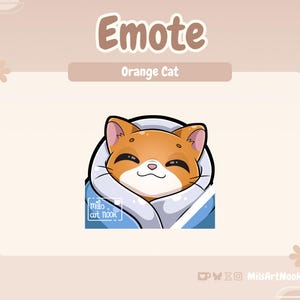 Orange Cat Cozy Emote | Cute PNG Emote for Twitch and Discord | Streaming Asset, Kawaii Cat Digital Download