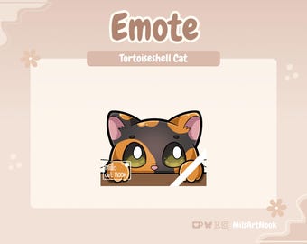 Tortoiseshell Cat Lurk | Cute Cat Emote Premade for Twitch and Discord - Digital Download | Cute Cats, Twitch Assets