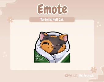 Tortoiseshell Cat Cozy Emote | Cute PNG Emote for Twitch and Discord | Streaming Asset, Kawaii Cat Digital Download