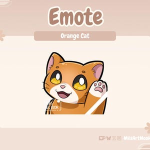Orange Cat Wave | Cute Cat Emote Premade for Twitch and Discord - Digital Download | Cute Cats, Twitch Assets