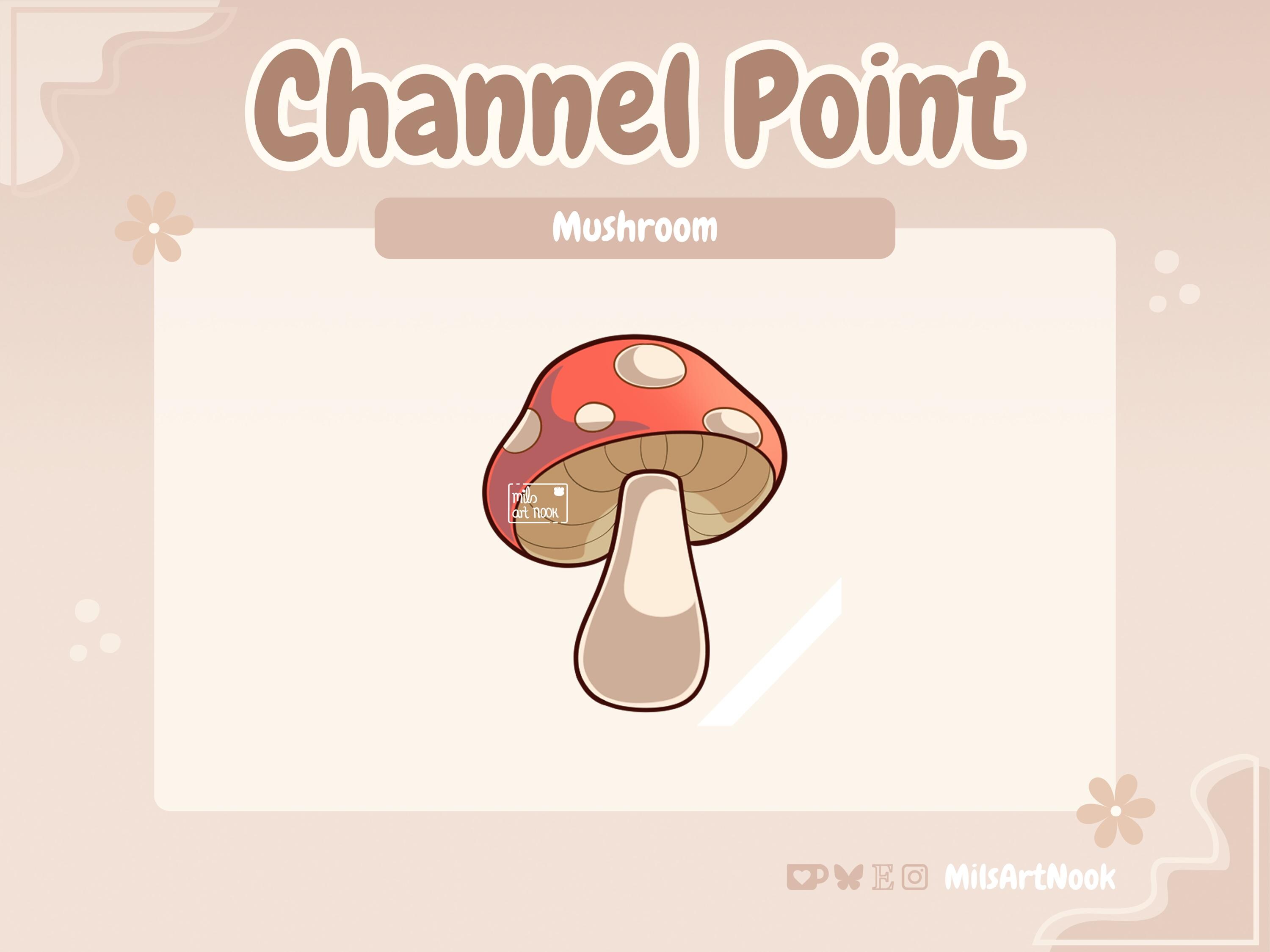 Ícone de canal Mushroom Cottagecore | Recursos de transmissão fofos para Twitch - Download digital