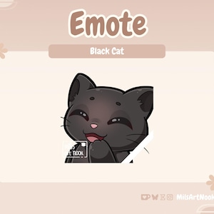Black Cat Laugh | Cute Cat Emote Premade for Twitch and Discord - Digital Download | Cute Cats, Twitch Assets