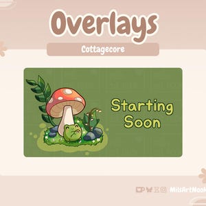 Cottagecore Stream Overlays und ANIMIERTE Szenen | Niedlicher Streamer Dateien für Twitch - Digitaler Download