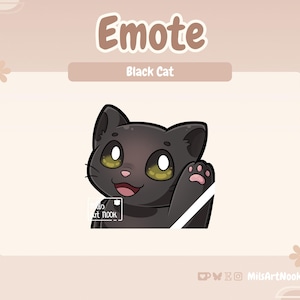 Black Cat Wave | Cute Cat Emote Premade for Twitch and Discord - Digital Download | Cute Cats, Twitch Assets