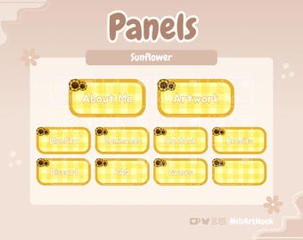 Sunflower Twitch Panels Pack | 30 Cute Stream Info Panels | Streaming Assets - Digital Download