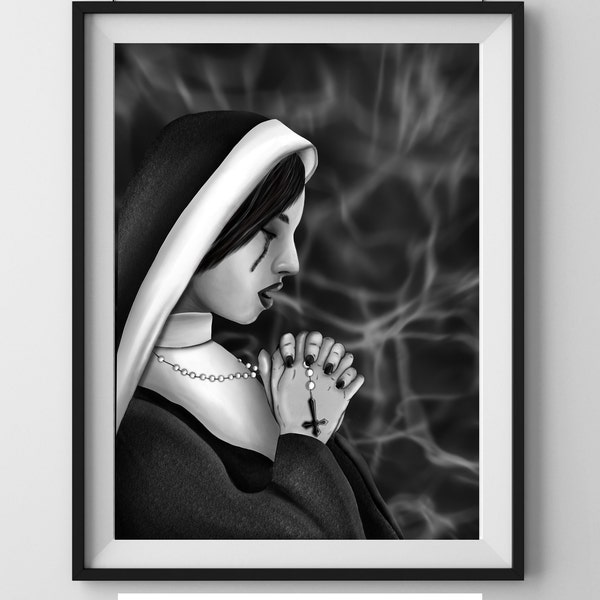 A4, 5x7 inch - Gothic Art Print - Father Forgive Us by Bethany Hill