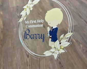 Communion Boy Personalised Cake Topper