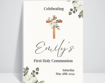 Plaque de bienvenue personnalisée pour communion/confirmation