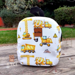 Embroidered Truck Tractor Digger Backpack with Name, Personalized Toddler Boy Gifts, Custom Small Kid Preschool Bağ
