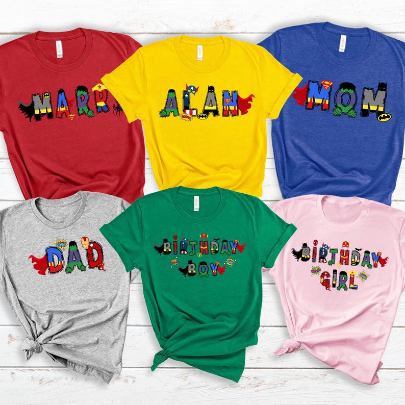 Custom Super Hero Shirt, Family Mom Dad Tee, Captain America Iron man bild 3