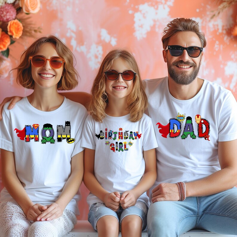 Custom Super Hero Shirt, Family Mom Dad Tee, Captain America Iron man bild 7