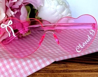Lunettes de soleil roses en forme de coeur inspirées de Megan Moroney, Cloud 9, teintes Western Cowgirl Festival