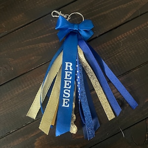 Cheer Team Ribbon Zipper Pull Name Tags, Cheer Bag Tag