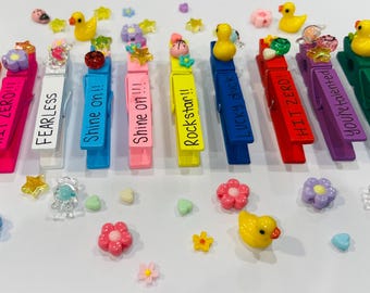 Épingles de pom-pom girl : épingles à linge peintes à la main en forme de canard porte-bonheur