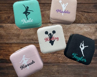 Boîte à bijoux de pom-pom girl personnalisée : trousse de voyage avec fermeture éclair