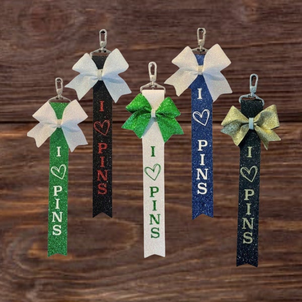 Pin Me Ribbon, Personalized cheer keychain, Multiple color options,  team discounts