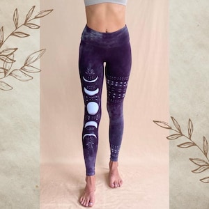 Nature&#39;s Threads Yoga Leggings Hand-Dyed Handmade Tie-Dye Yoga Leggings Tencel Organic Eco-Friendly Yoga Clothing