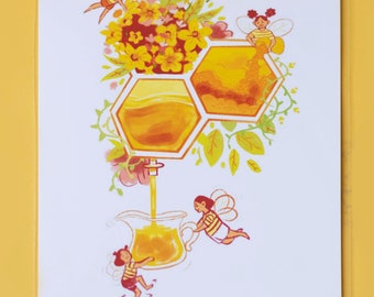 Busy Bee Fairies | Giclee Art Print
