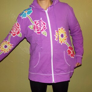 Batik flower zip up hoodie