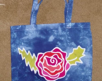 Bolt and rose tote bag, various colors