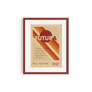 Futura Paul Renner 1927 stampato su carta d'arte opaca naturale, regalo, illustrazioni, poster, stampa locandina, compleanno, stampa murale.