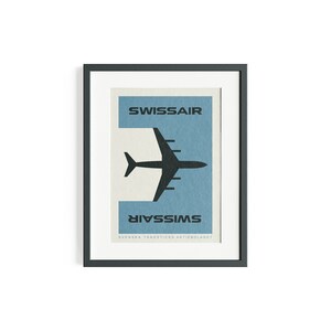 Swissair stampato su carta d'arte opaca naturale, regalo, illustrazioni, poster, stampa locandina, compleanno, stampa murale