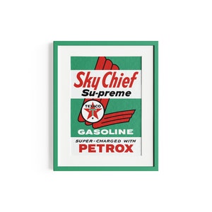 Texaco Sky Chief Supreme stampato su carta d'arte opaca naturale, regalo, illustrazioni, poster, stampa locandina, compleanno, stampa murale