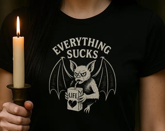Funny Vampire Bat T-Shirt: Gothic Dark Humor Halloween Tee