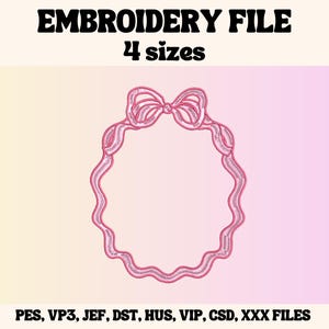 Ribbon Frame Embroidery Design, Cute Embroidery Design, Monogram Embroidery File, Embroidery Design For Apparel