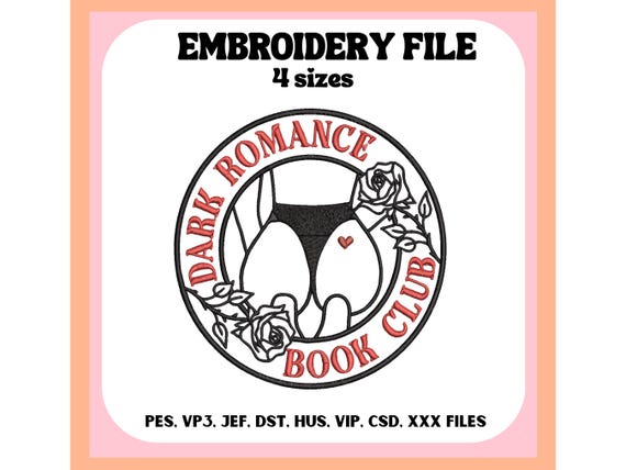 Dark Romance Book Club, Embroidery File, Bookish Design, Machine Embroidery, Trendy, Digital Download