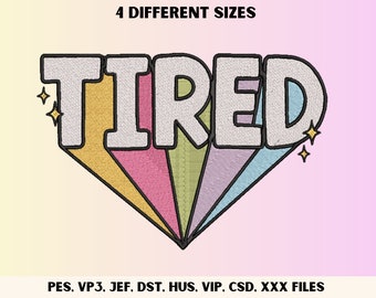 Tired Embroidery Design, Trendy Design (Digital File)