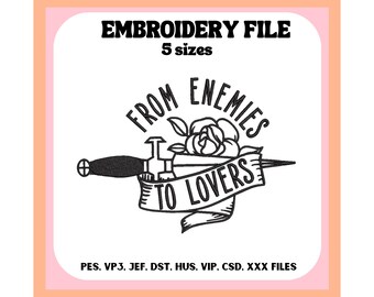 From Enemies to Lovers, Embroidery File, Bookish Design, Machine Embroidery, Trendy, Digital Download