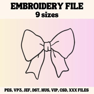 Bow Outline Embroidery Design, Cute Embroidery Design, Bow Outline Embroidery File, Embroidery Design For Apparel