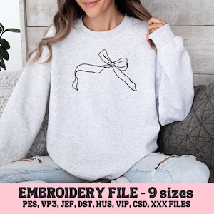 Bow Outline Embroidery Design, Cute Embroidery Design, Bow Outline Embroidery File, Embroidery Design For Apparel