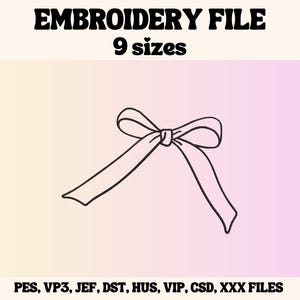 Bow Outline Embroidery Design, Cute Embroidery Design, Bow Outline Embroidery File, Embroidery Design For Apparel