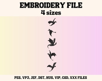 Line of Dragons Embroidery Design, Trendy Apparel File (PES, VP3, JEF, DST)